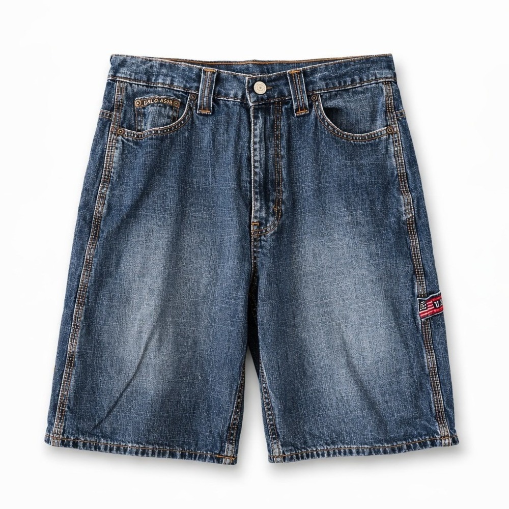 US‎ Polo AssnCarpenter Denim Shorts Blue Cotton Relaxed Fit 32  Mens Y2K